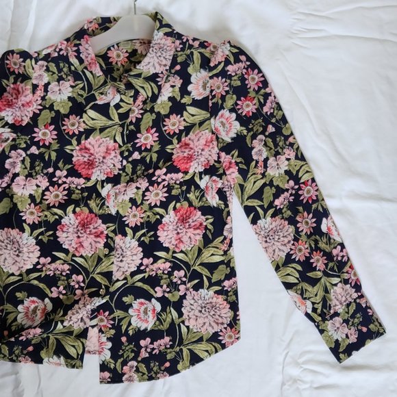 Tommy Hilfiger Floral Blouse Medium Puff/Pleats - Picture 6 of 10